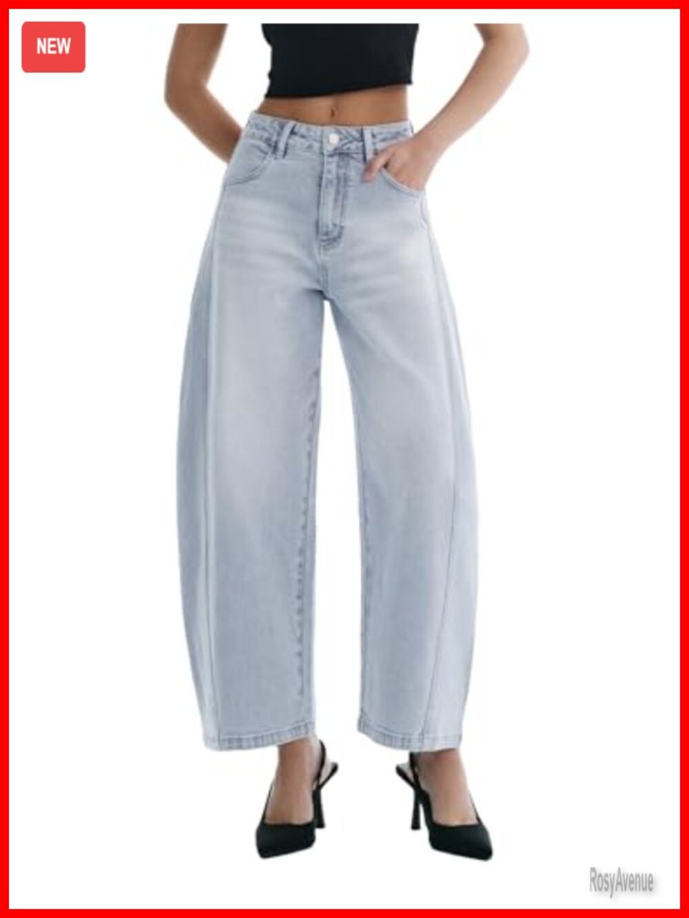 Baggy High Waisted Wide Leg Barrel Jeans with Stretch